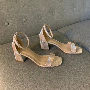 ALDO Kedeaviel Strappy Block Heel Silver-Gold Sandal Size 7